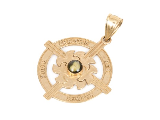 14k Yellow Gold Christ Heri Hodie Semper Jubilee Cross Pendant