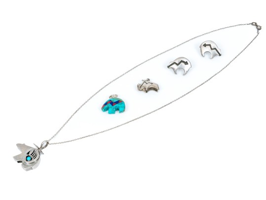 Sterling Silver Assorted Lot Of Striking Southwestern Style Bear Motif Jewelry Pieces