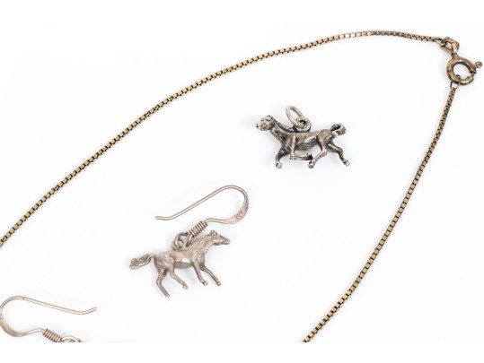Sterling Silver Assorted Lot Of Handsome Horse Motif Necklaces