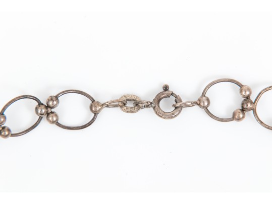 Sterling Silver Set Of Matching Wire And Ball Motif Choker And Anklet Set