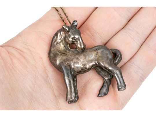 Sterling Silver Assorted Lot Of Handsome Horse Motif Necklaces