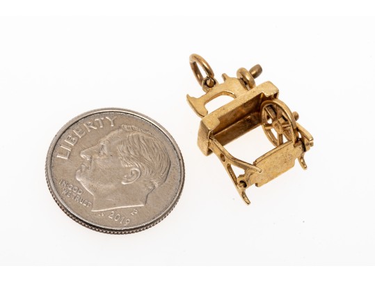 Dainty 14K Sewing Machine Charm Pendant
