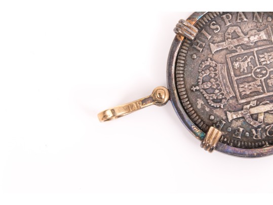 Coin Pendant With 14k Yellow Gold Border