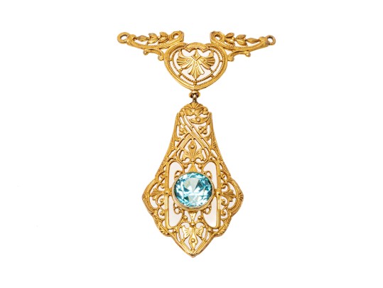 10k Yellow Gold Filigree Necklace Center, No Chain