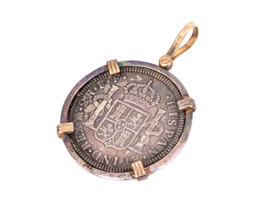Coin Pendant With 14k Yellow Gold Border