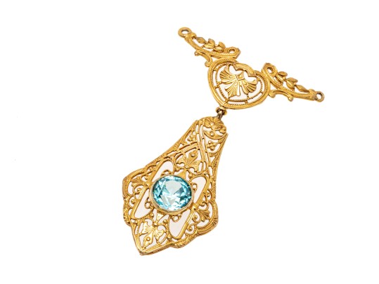 10k Yellow Gold Filigree Necklace Center, No Chain