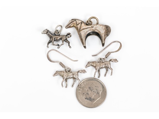 Sterling Silver Assorted Lot Of Handsome Horse Motif Necklaces