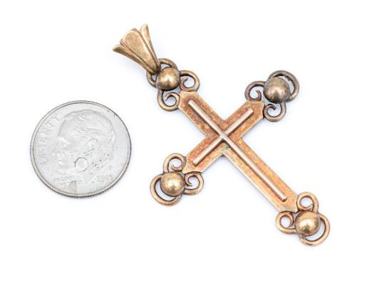 14k Gold Striking Vintage Large Decorative Cross