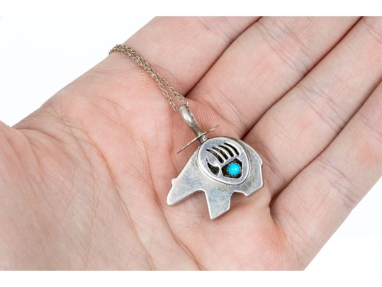 Sterling Silver Assorted Lot Of Striking Southwestern Style Bear Motif Jewelry Pieces