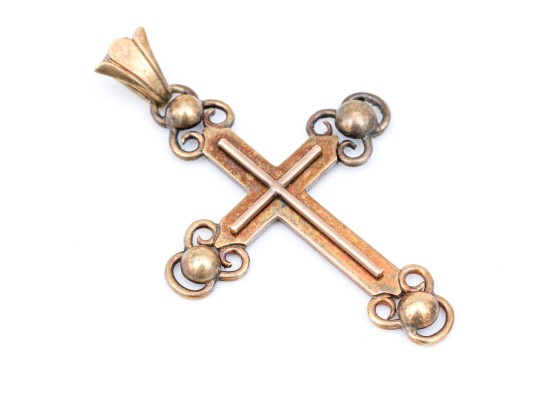 14k Gold Striking Vintage Large Decorative Cross