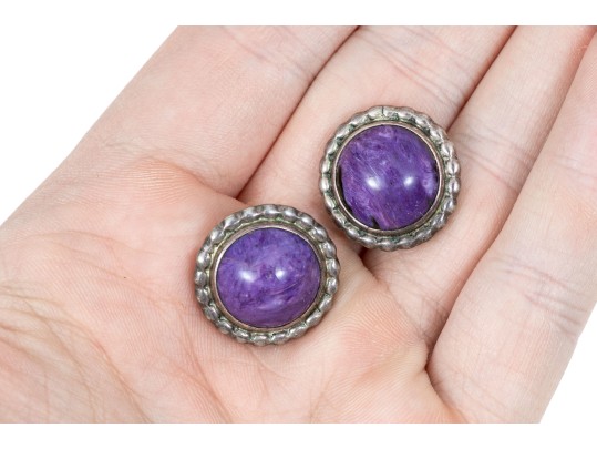 Sterling Silver Assorted Lot Of Pretty Purple Charoite Jewelry Pieces