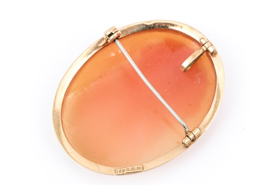 14k Yellow Gold Pretty Ornate Cameo Brooch/pendant, Simply Framed