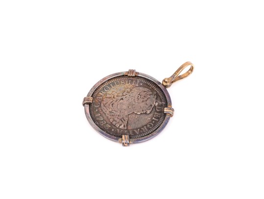 Coin Pendant With 14k Yellow Gold Border