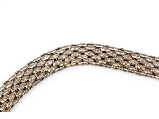 Sterling Silver Wide Mesh Choker Necklace