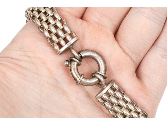 Sterling Silver Wide Mesh Choker Necklace