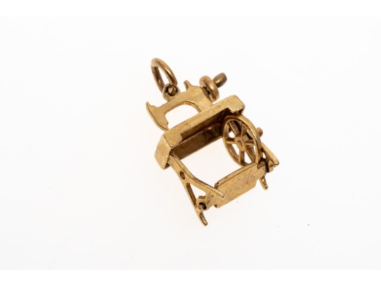 Dainty 14K Sewing Machine Charm Pendant