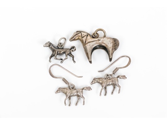 Sterling Silver Assorted Lot Of Handsome Horse Motif Necklaces