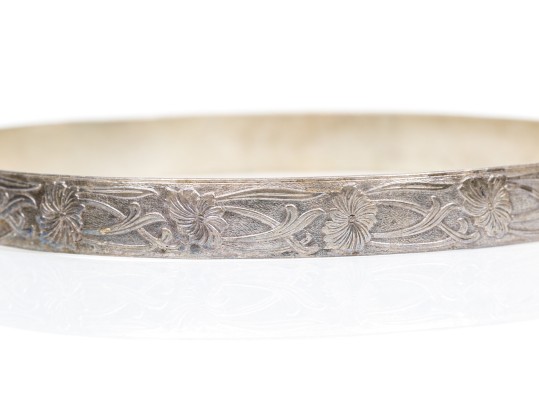 Sterling Silver Lot Of Four Assorted Slip On Bangle Bracelets, Assorted Styles