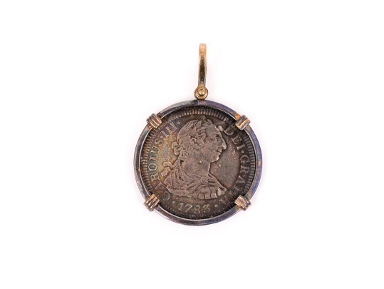 Coin Pendant With 14k Yellow Gold Border