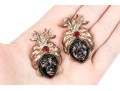 Sterling Silver And Rose Vermeil Vintage Pair Of Rhinestone And Enamel Blackamoor Brooches