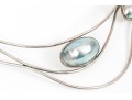 Sterling Silver Wide Fabulous Wide Cultured Grey Mabe Pearl Wire Choker 