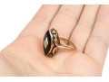 10k Yellow Gold Antique Navette Profile Black Onyx Ring, Size 7.25
