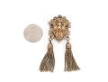 Gold Filled Antique Fringed Mourners Brooch With Black Enamel And Seed Pearls