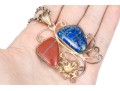 Sterling Silver Chunky Curb Chain With An Impactul Lapis And Jasper Pendant