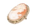 14k White Gold Lovely Filigree Framed Cameo Brooch/pendant