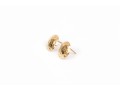 14k Gold Pair Of Two Round Motif Stud Earrings, Hammered And Sand Dollar Motifs
