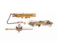 9k Yellow Gold Lot Of Vintage And Antique Bar Pins