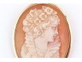 14k Yellow Gold Pretty Ornate Cameo Brooch/pendant, Simply Framed