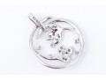 10k White Gold Pretty White Sapphire And Diamond Set Foliate Pendant