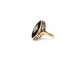 10k Yellow Gold Antique Navette Profile Black Onyx Ring, Size 7.25