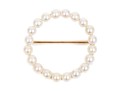 14k Yellow Gold Simple 4.25mm To 4.5mm Cultured Pearl Circle Pin