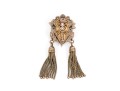 Gold Filled Antique Fringed Mourners Brooch With Black Enamel And Seed Pearls