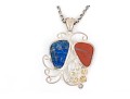 Sterling Silver Chunky Curb Chain With An Impactul Lapis And Jasper Pendant