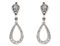 14k White Gold Diamond And CZ Drop Pendant Style Earrings