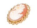 10k Yellow Gold Beautiful Vintage Seed Pearl And Spiral Framed Cameo Brooch