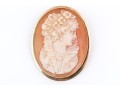 14k Yellow Gold Pretty Ornate Cameo Brooch/pendant, Simply Framed