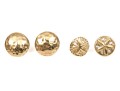 14k Gold Pair Of Two Round Motif Stud Earrings, Hammered And Sand Dollar Motifs