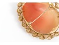 10k Yellow Gold Beautiful Vintage Seed Pearl And Spiral Framed Cameo Brooch