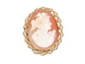 10k Yellow Gold Beautiful Vintage Seed Pearl And Spiral Framed Cameo Brooch