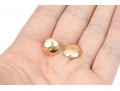 14k Gold Pair Of Two Round Motif Stud Earrings, Hammered And Sand Dollar Motifs