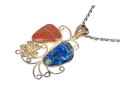 Sterling Silver Chunky Curb Chain With An Impactul Lapis And Jasper Pendant