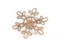 14k Yellow Gold Striking Open Patterned Snowflake Brooch, Diamond Center