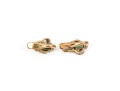 14k Yellow Gold Vintage Oval Nephrite Jade Cabachon Earrings