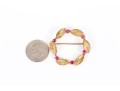 14k Yellow Gold Retro Ruby And Foliate Set Circle Pin, App. 0.72 TCW