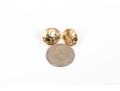 14k Gold Pair Of Two Round Motif Stud Earrings, Hammered And Sand Dollar Motifs