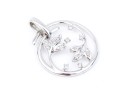 10k White Gold Pretty White Sapphire And Diamond Set Foliate Pendant